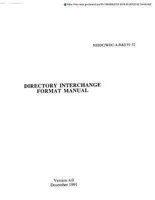 Read Directory Interchange Format Manual, Version 4.0 - National Aeronautics and Space Administration file in PDF