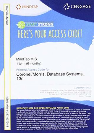 Full Download Mindtap Mis, 1 Term (6 Months) Printed Access Card for Coronel/Morris' Database Systems: Design, Implementation, & Management, 13th - Carlos Coronel file in PDF
